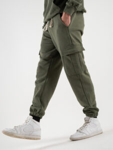 Completo tuta in cotone con felpa cappuccio + pantalone con tasconi KANYE Est. Dark Green (5)