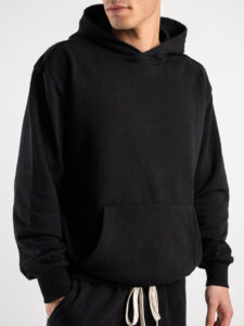 Completo tuta in cotone con felpa cappuccio + pantalone con tasconi KANYE Est. Nero (3)