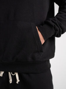 Completo tuta in cotone con felpa cappuccio + pantalone con tasconi KANYE Est. Nero (4)