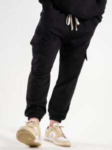 Completo tuta in cotone con felpa cappuccio + pantalone con tasconi KANYE Est. Nero (5)