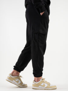 Completo tuta in cotone con felpa cappuccio + pantalone con tasconi KANYE Est. Nero (7)