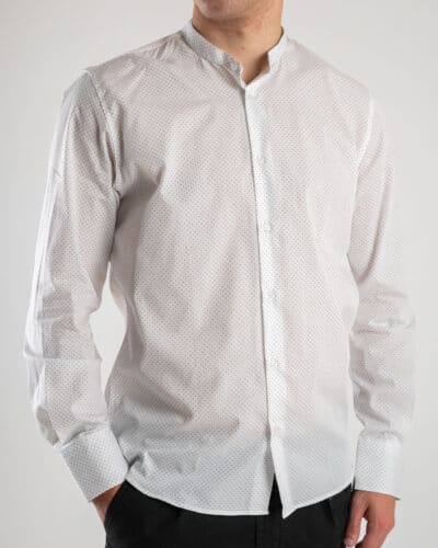 ESTASI Camicia in cotone fantasia pois PAVIA Bianca