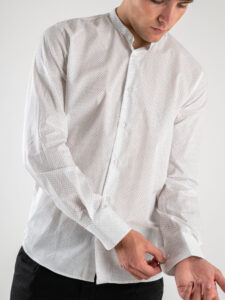 ESTASI Camicia in cotone fantasia pois PAVIA Bianca3