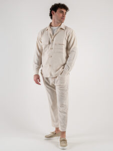 ESTASI Coordinato giacchetta sportiva + Pantalone morbido con coulisse ARSENAL Panna (5)