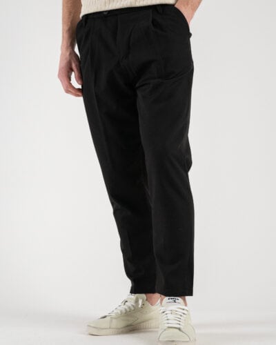 ESTASI Pantalone chino leggero e morbido con elastico e bottone in vita BARCELLONA EST Nero 2 Nuovi Arrivi