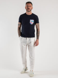 ESTASI Pantalone chino leggero e morbido con elastico e bottone in vita BARCELLONA EST Panna (1)