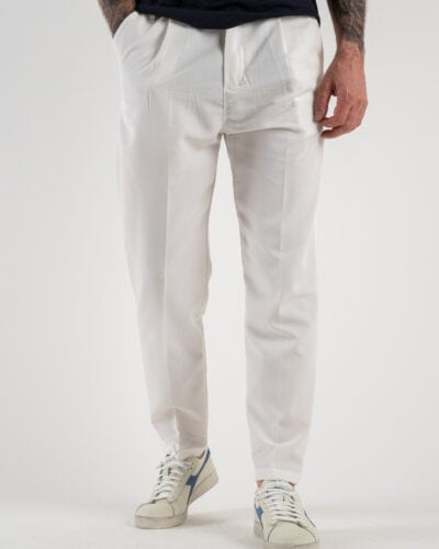 ESTASI Pantalone chino leggero e morbido con elastico e bottone in vita BARCELLONA EST Panna