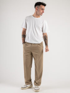 ESTASI Pantalone leggero con gamba morbida ed elastico in vita SANE’ EST Beige1