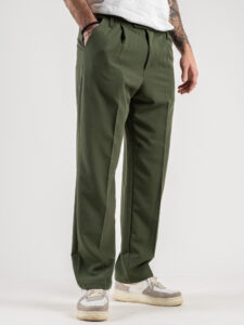 ESTASI Pantalone leggero con gamba morbida ed elastico in vita SANE’ EST Militare222