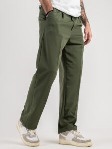 ESTASI Pantalone leggero con gamba morbida ed elastico in vita SANE’ EST Militare225