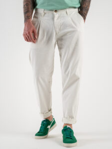 ESTASI Pantalone leggero morbido con pences in cotone made in Italy CALIFORNIA Panna (2)