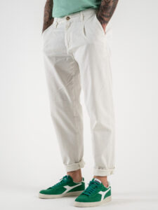 ESTASI Pantalone leggero morbido con pences in cotone made in Italy CALIFORNIA Panna (3)