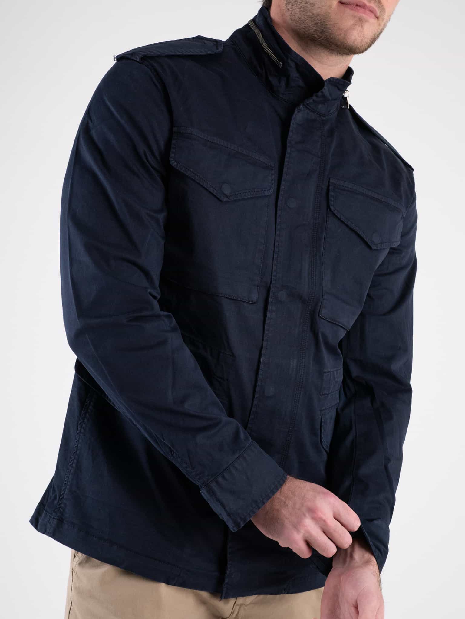 Giubbotto Uomo Tessuto Tecnico Sahariana Tasche E Bottoni Giaccone