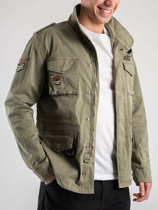 GIANNI LUPO Giacchetta sahariana leggera sportiva con tasche e patch militari GL300R Verde - immagine 2