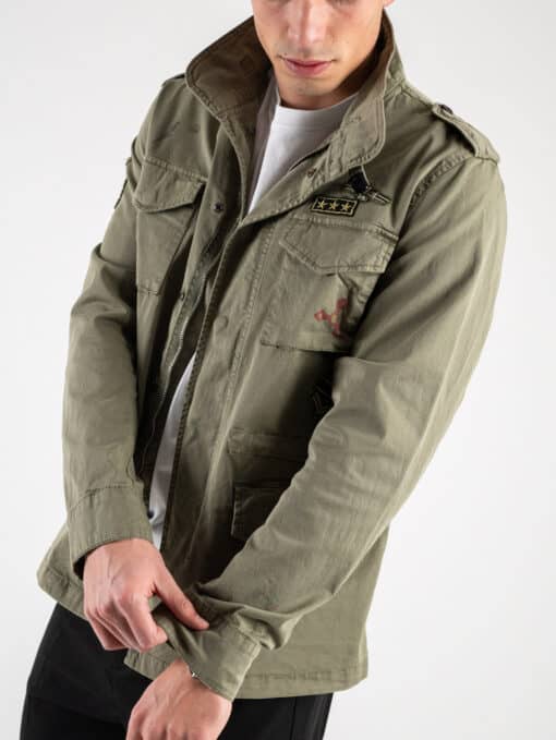 GIANNI LUPO Giacchetta sahariana leggera sportiva con tasche e patch militari GL300R Verde - immagine 3