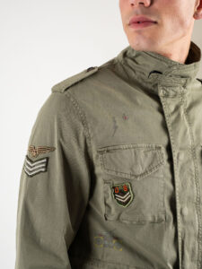 GIANNI LUPO Giacchetta sahariana leggera sportiva con tasche e patch militari GL300R Verde226