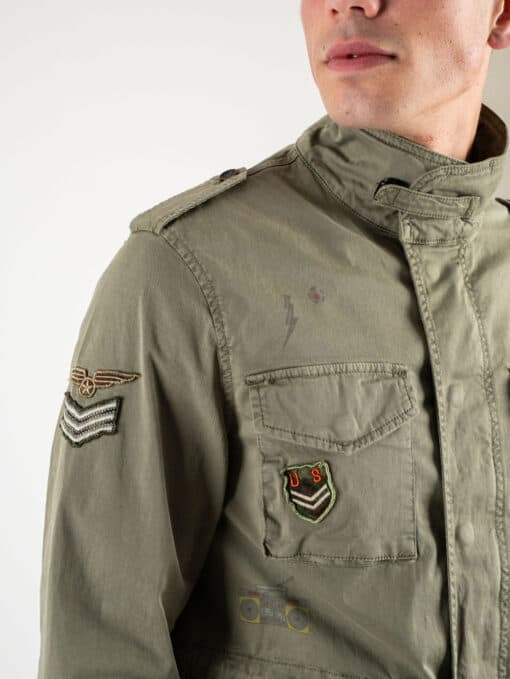 GIANNI LUPO Giacchetta sahariana leggera sportiva con tasche e patch militari GL300R Verde - immagine 7