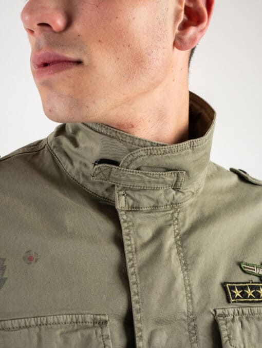 GIANNI LUPO Giacchetta sahariana leggera sportiva con tasche e patch militari GL300R Verde - immagine 8