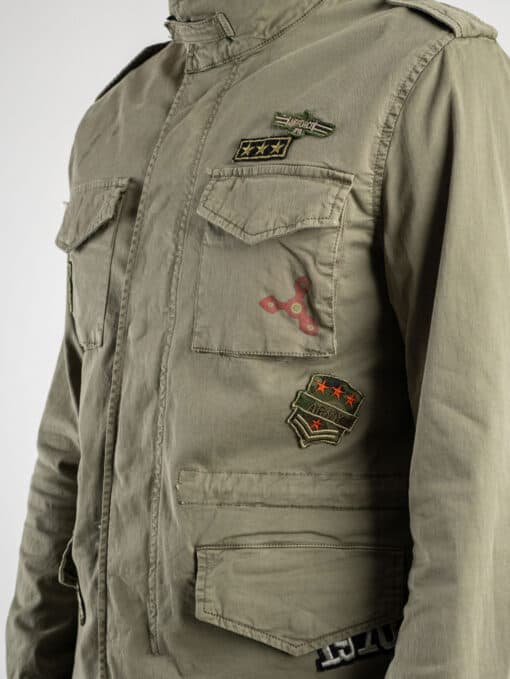 GIANNI LUPO Giacchetta sahariana leggera sportiva con tasche e patch militari GL300R Verde - immagine 5