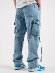 Jeans con lacci e tasconi laterali ZARA Azzurro (5)