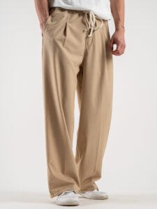 Pantalone leggero gamba ampia con coulisse in vita 815 Beige (1)