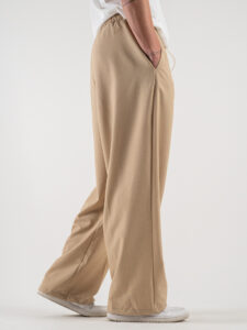Pantalone leggero gamba ampia con coulisse in vita 815 Beige (4)