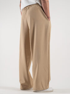 Pantalone leggero gamba ampia con coulisse in vita 815 Beige (5)