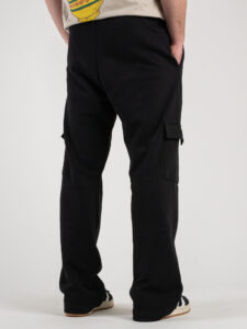 Pantalone tuta in cotone leggero gamba ampia con tasconi P57 Nero (1)