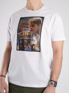 RESELL T-shirt in cotone con stampa MAMMA HO PERSO L’AEREO PLAYBOY 564 Bianco (1)