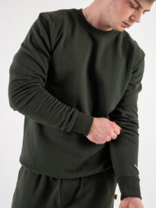 SUPERCULTURE Felpa leggera girocollo TEDDY Verde Militare (1)