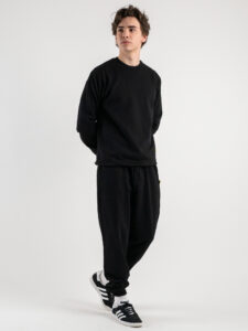 SUPERCULTURE Pantalone tuta leggero con polsini JOG Nero