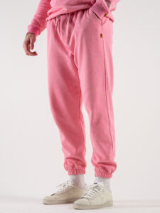 SUPERCULTURE Pantalone tuta leggero con polsini JOG Rosa Bubble (1)
