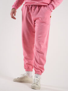 SUPERCULTURE Pantalone tuta leggero con polsini JOG Rosa Bubble (2)