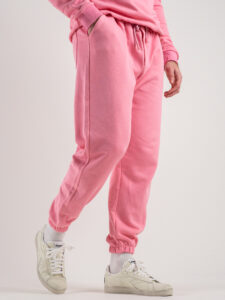 SUPERCULTURE Pantalone tuta leggero con polsini JOG Rosa Bubble (3)