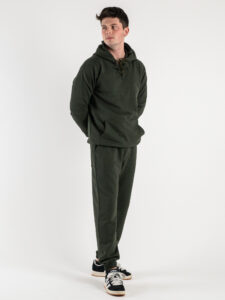 SUPERCULTURE Pantalone tuta leggero con polsini e tasconi laterali POSER Verde Militare (2)