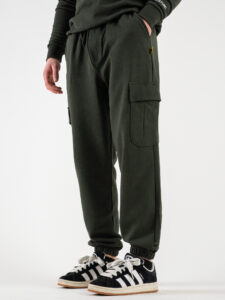 SUPERCULTURE Pantalone tuta leggero con polsini e tasconi laterali POSER Verde Militare (3)