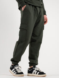 SUPERCULTURE Pantalone tuta leggero con polsini e tasconi laterali POSER Verde Militare (5)