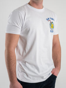 SUPERCULTURE T-shirt in cotone con stampa e ricamo GIN TONIC PLEASE Bianca (1)