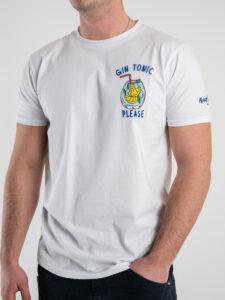 SUPERCULTURE T-shirt in cotone con stampa e ricamo GIN TONIC PLEASE Bianca (3)