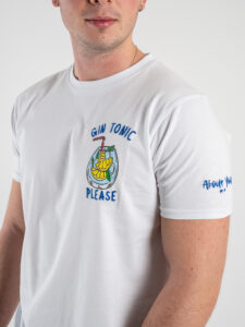 SUPERCULTURE T-shirt in cotone con stampa e ricamo GIN TONIC PLEASE Bianca (4)