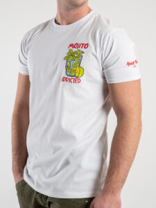 SUPERCULTURE T-shirt in cotone con stampa e ricamo MOJITO ADDICTED Bianca (3)
