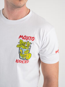 SUPERCULTURE T-shirt in cotone con stampa e ricamo MOJITO ADDICTED Bianca (4)