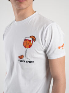 SUPERCULTURE T-shirt in cotone con stampa e ricamo SUPER SPRITZ Bianca (3)