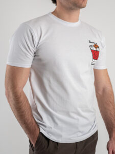 SUPERCULTURE T-shirt in cotone con stampa e ricamo TIRARE A CAMPARE Bianca (1)
