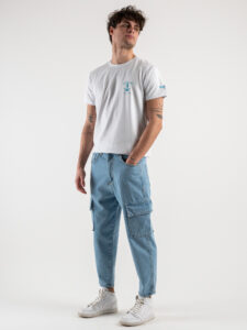 SUPERCULTURE T-shirt in cotone con stampa flock BEACH CLUB Bianca (2)
