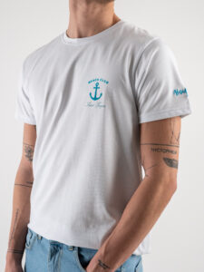 SUPERCULTURE T-shirt in cotone con stampa flock BEACH CLUB Bianca (3)