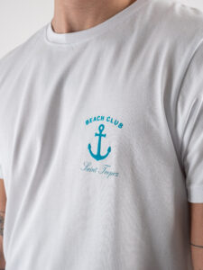 SUPERCULTURE T-shirt in cotone con stampa flock BEACH CLUB Bianca (4)