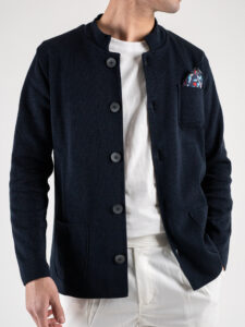 V2 Giacca in maglia leggera con collo alla coreana GUCO Blu1