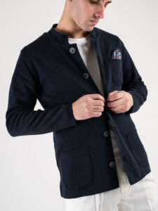 V2 Giacca in maglia leggera con collo alla coreana GUCO Blu3