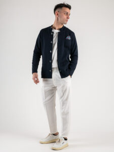 V2 Giacca in maglia leggera con collo alla coreana GUCO Blu6